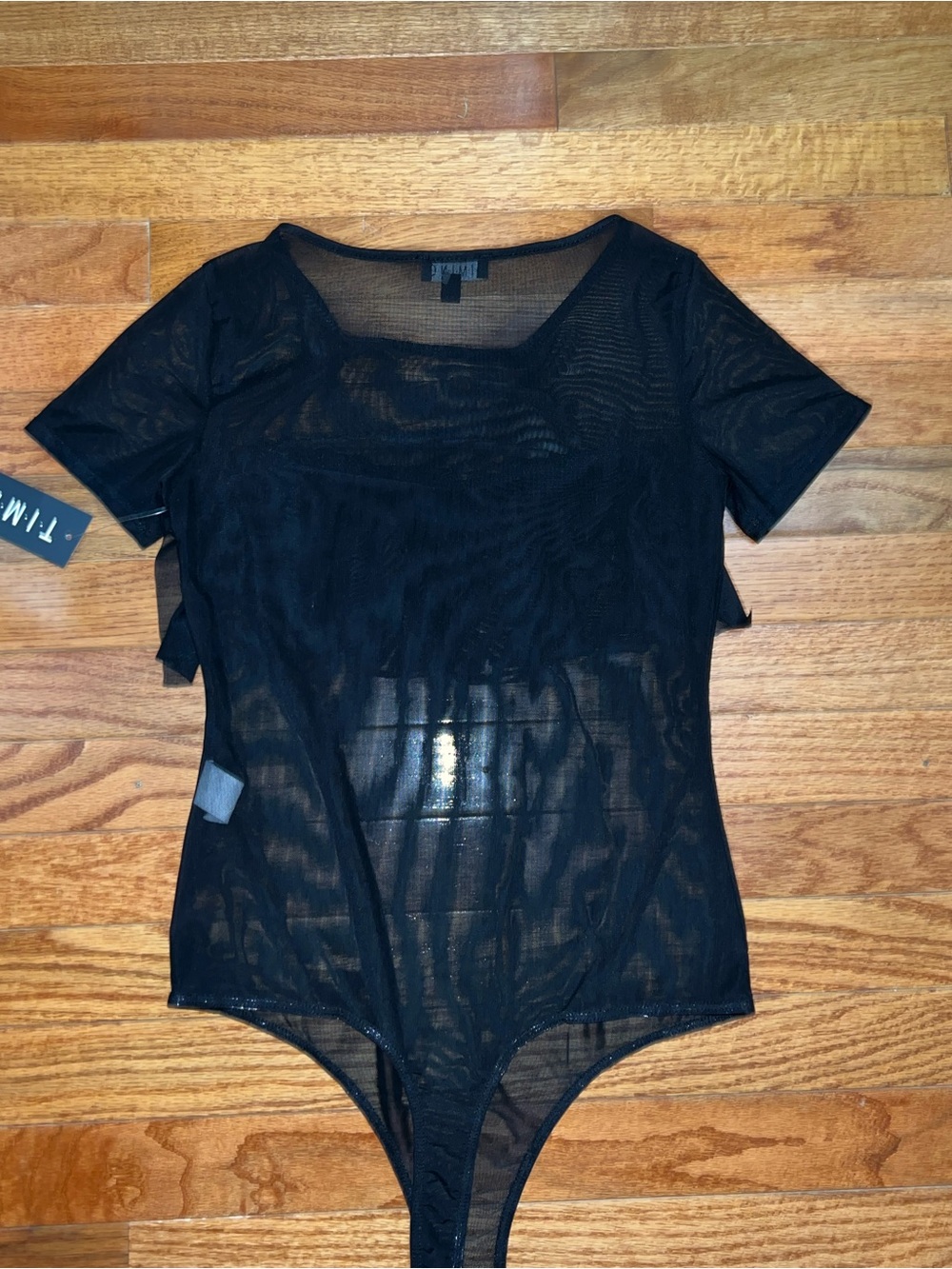 Timing Black Sheer Short-Sleeve Bodysuit